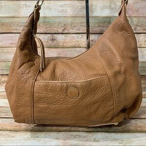 Isaac Mizrahi Bridgehampton Leather Hobo Purse Bag Cognac